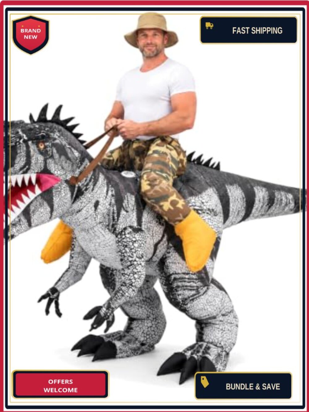 Inflatable Dinosaur Costume Adult Ride On Cosplay Halloween Party